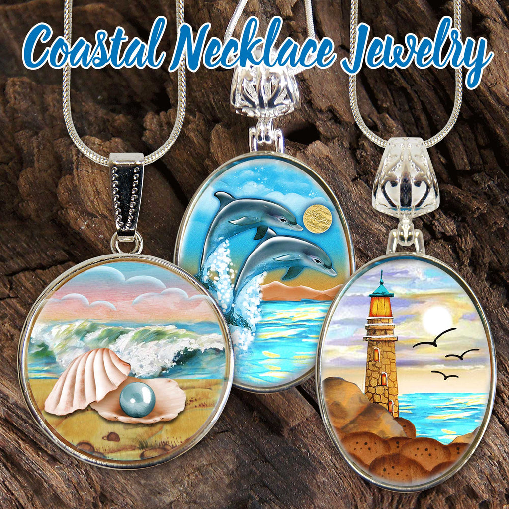 Seahorse Silver Plated Mother of Pearl Jewelry Pendant Necklace Coastal - 44045