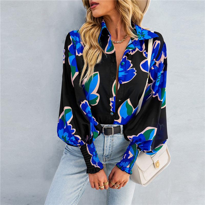 Boho Lantern Sleeve Top Relaxed Fit Casual Shirt for Women