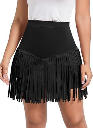 Womens Western Cowboy Fringe Mini Skirt
