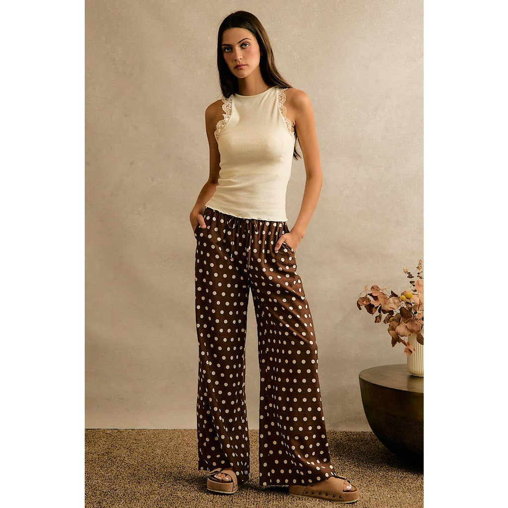 LACE RIBBED SLEEVELESS HALTER TOP