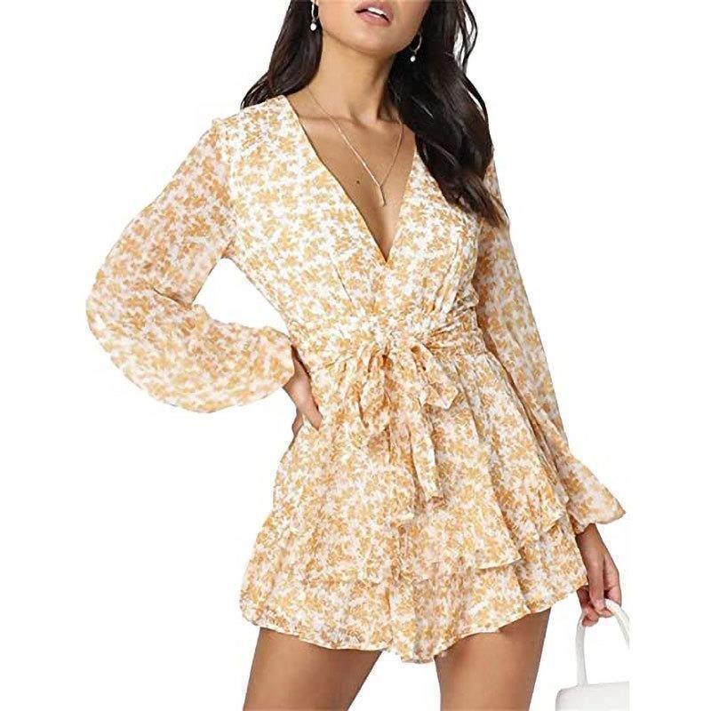 Floral Breeze Chiffon Dress Casual Wear Printed One-Piece