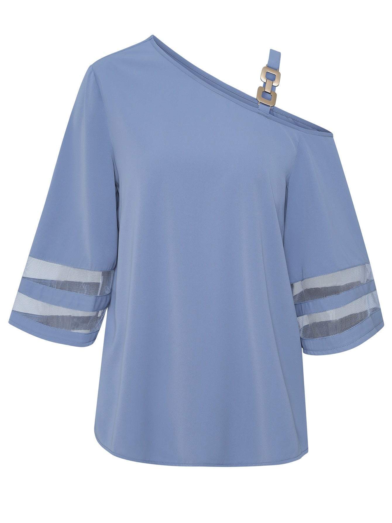 Western Chic One Shoulder Blouse Oblique Collar Wcosb Casual Top