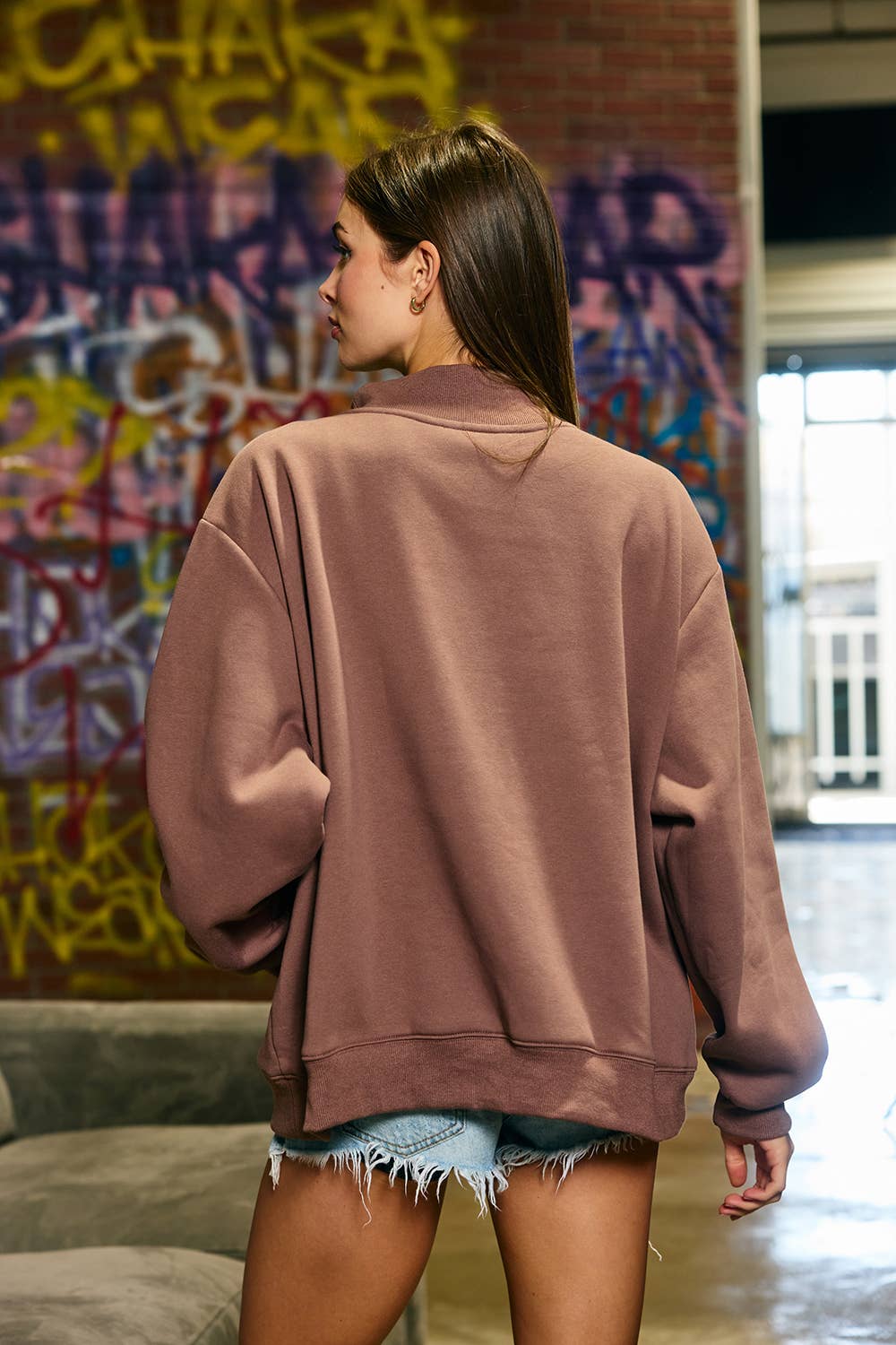 HOWDY Applique Mock-Neck Sweatshirt