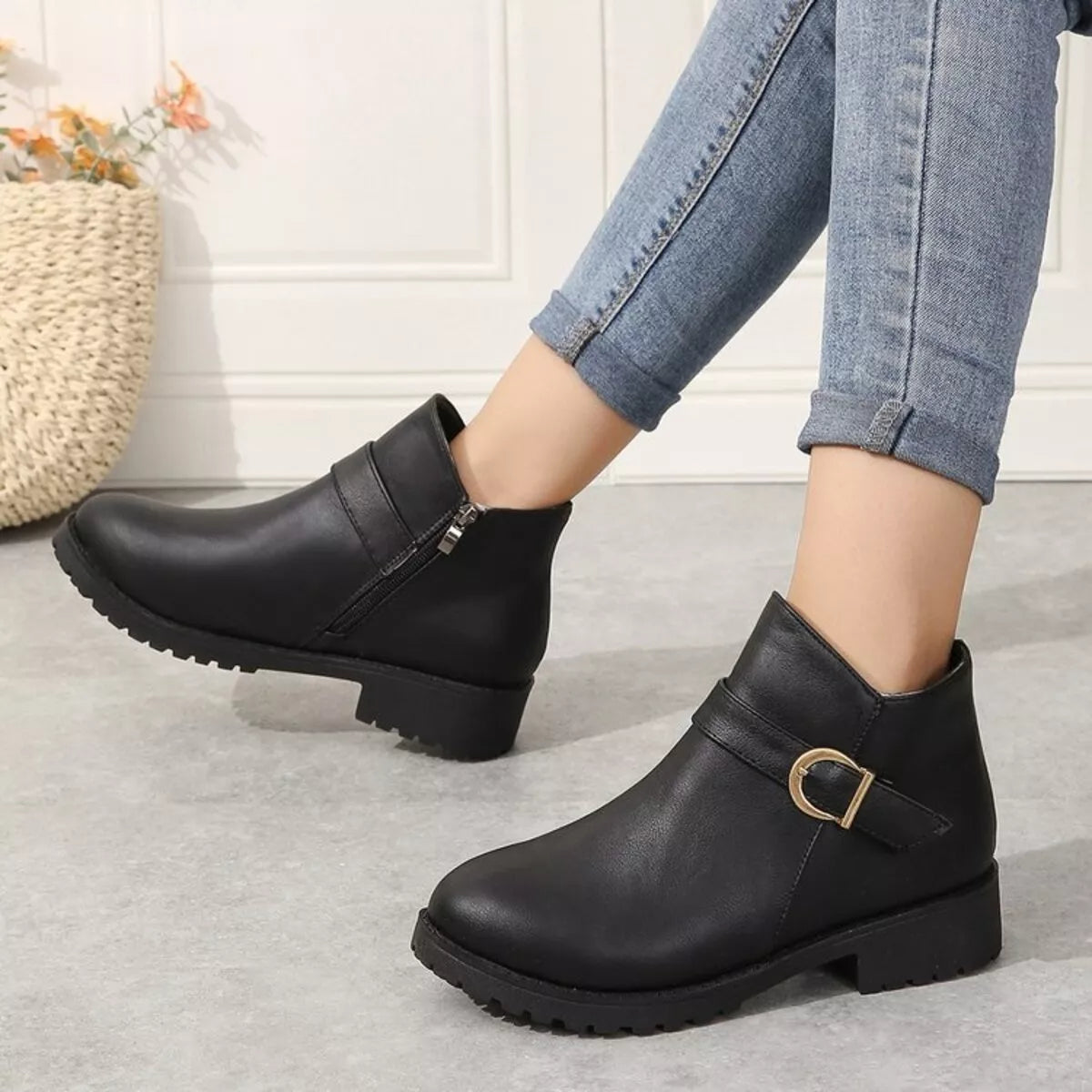 Buckle Accent Ankle Boots