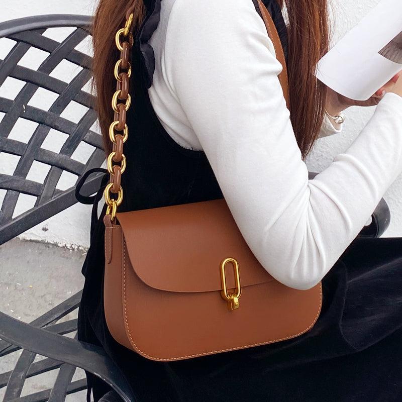 Saddle Bag Handbag For Women Retro Brown Genuine Cowhide Leather SB01