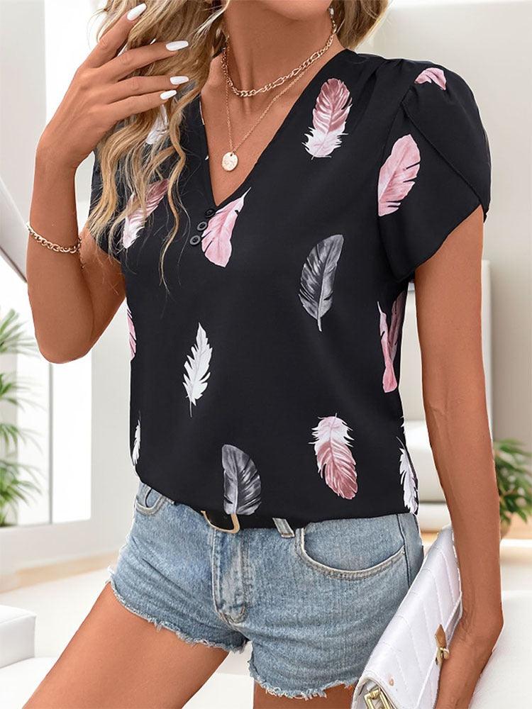 Feather Print Cowgirl Top Casual Wear for Everyday Western Style