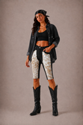 Rodeo Capri Short in Brown Cowhide