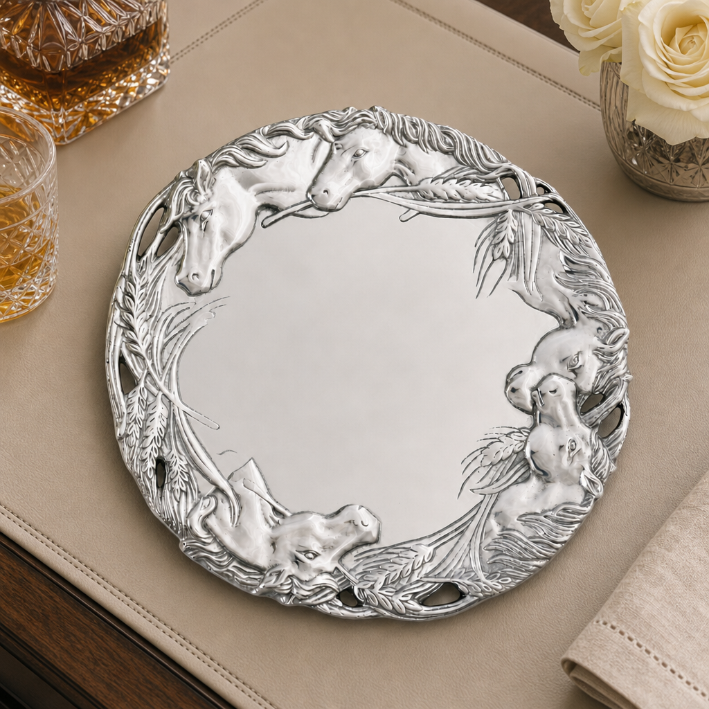Horse Round Tray 12