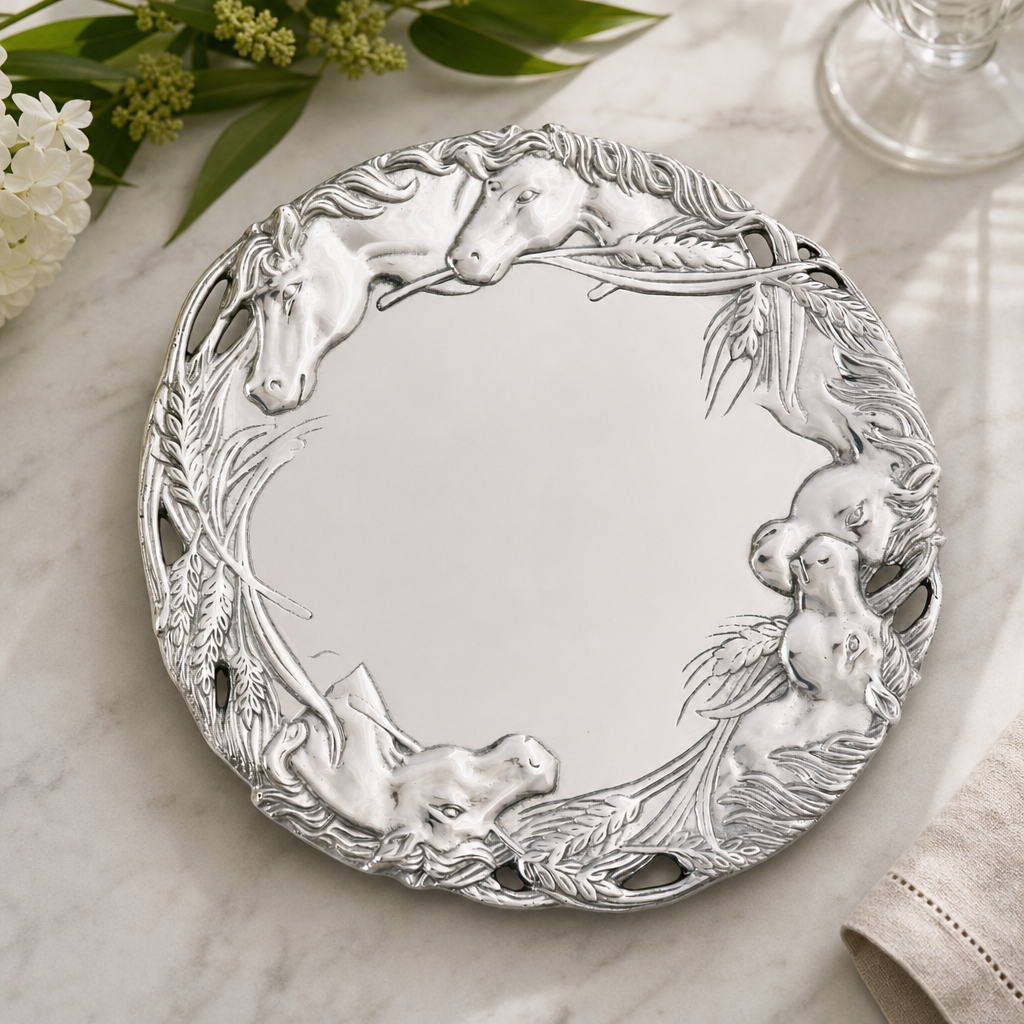 Horse Round Tray 12