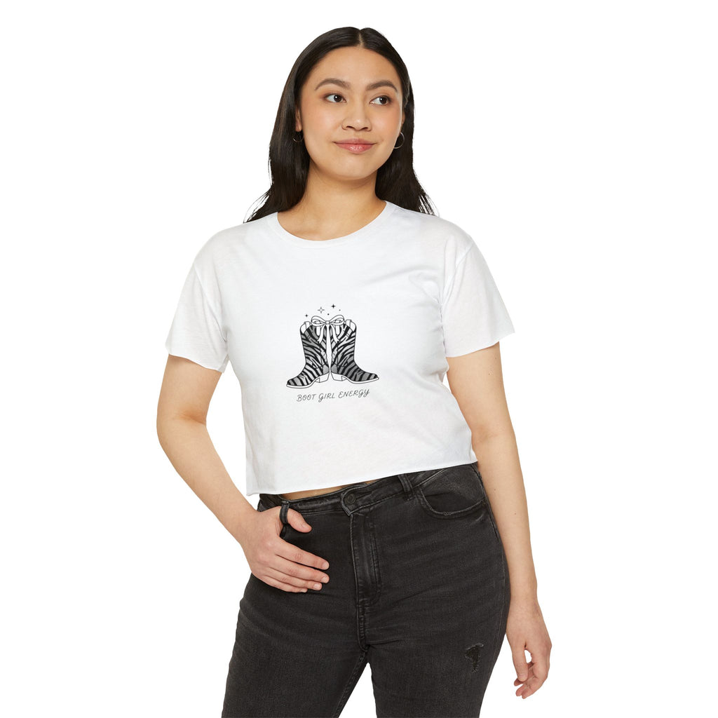 Cowgirl Boots Crop Top — "Boot Girl Energy" Festival Tee