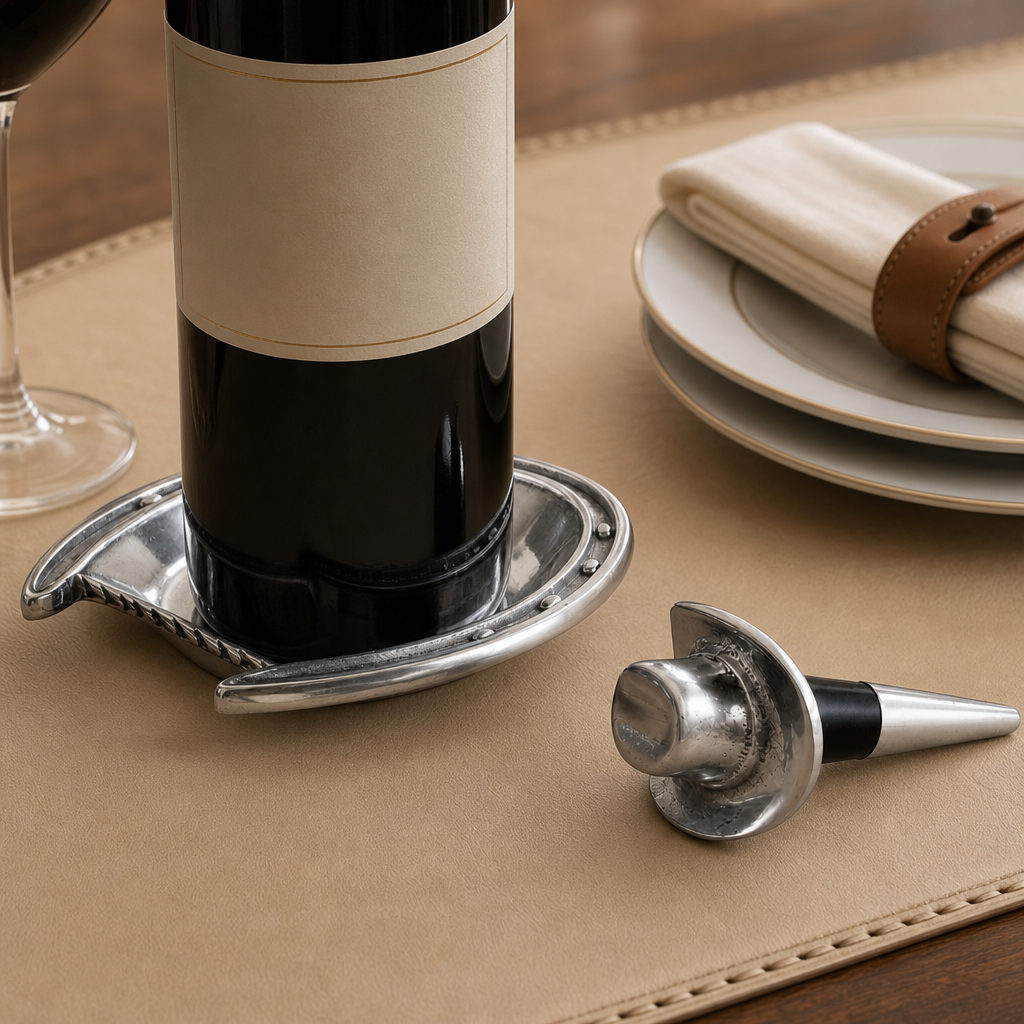 Horseshoe Wine Coaster and Hat Stopper Set