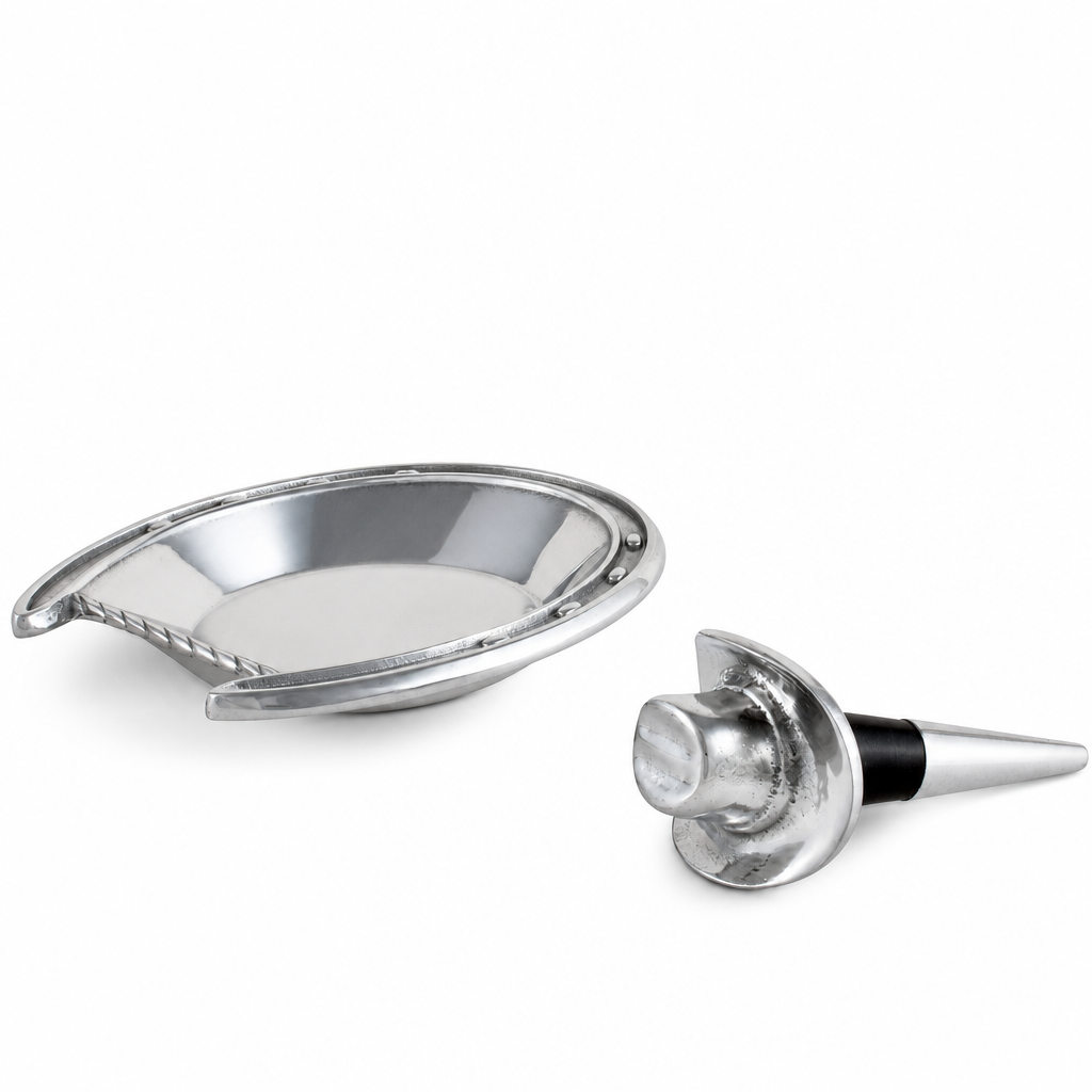 Horseshoe Wine Coaster and Hat Stopper Set