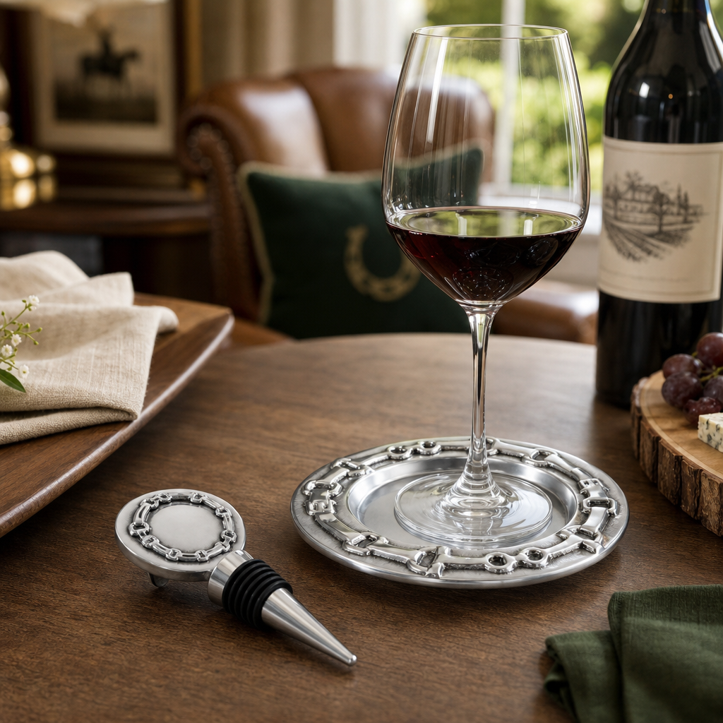 Equestrian Wine Coaster and Stopper Set