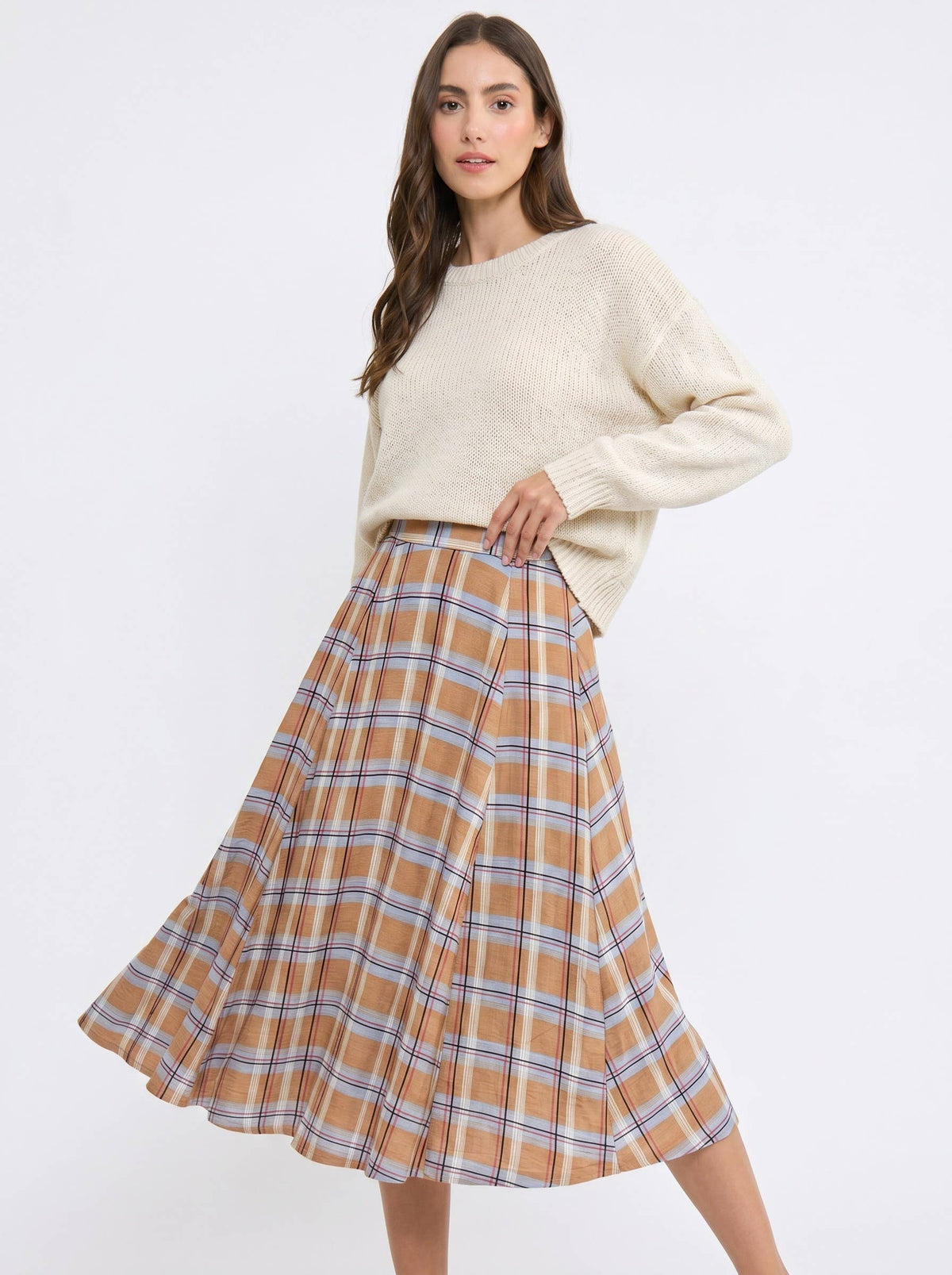 Checked Pleated Skirt