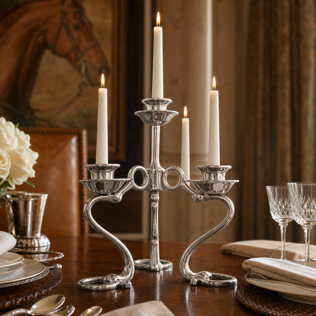 Equestrian Bit Four Light Candlestick
