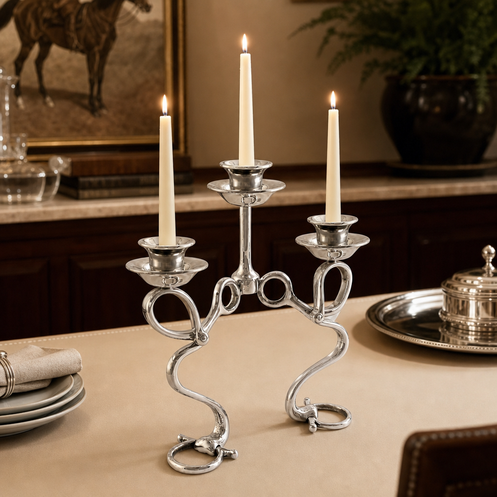 Equestrian Bit Four Light Candlestick