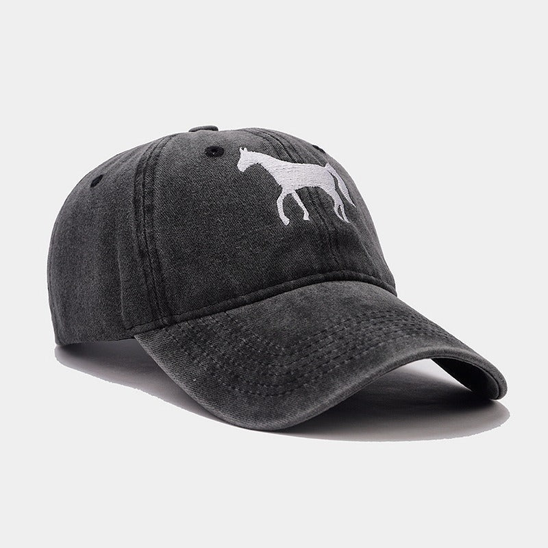 Horsing Around Distressed Cowgirl Baseball Cap Adjustable Embroidered Horse