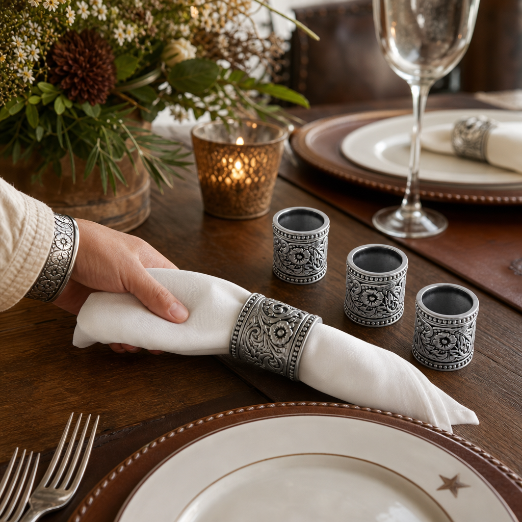 Concho Pattern Napkin Rings Set of 4