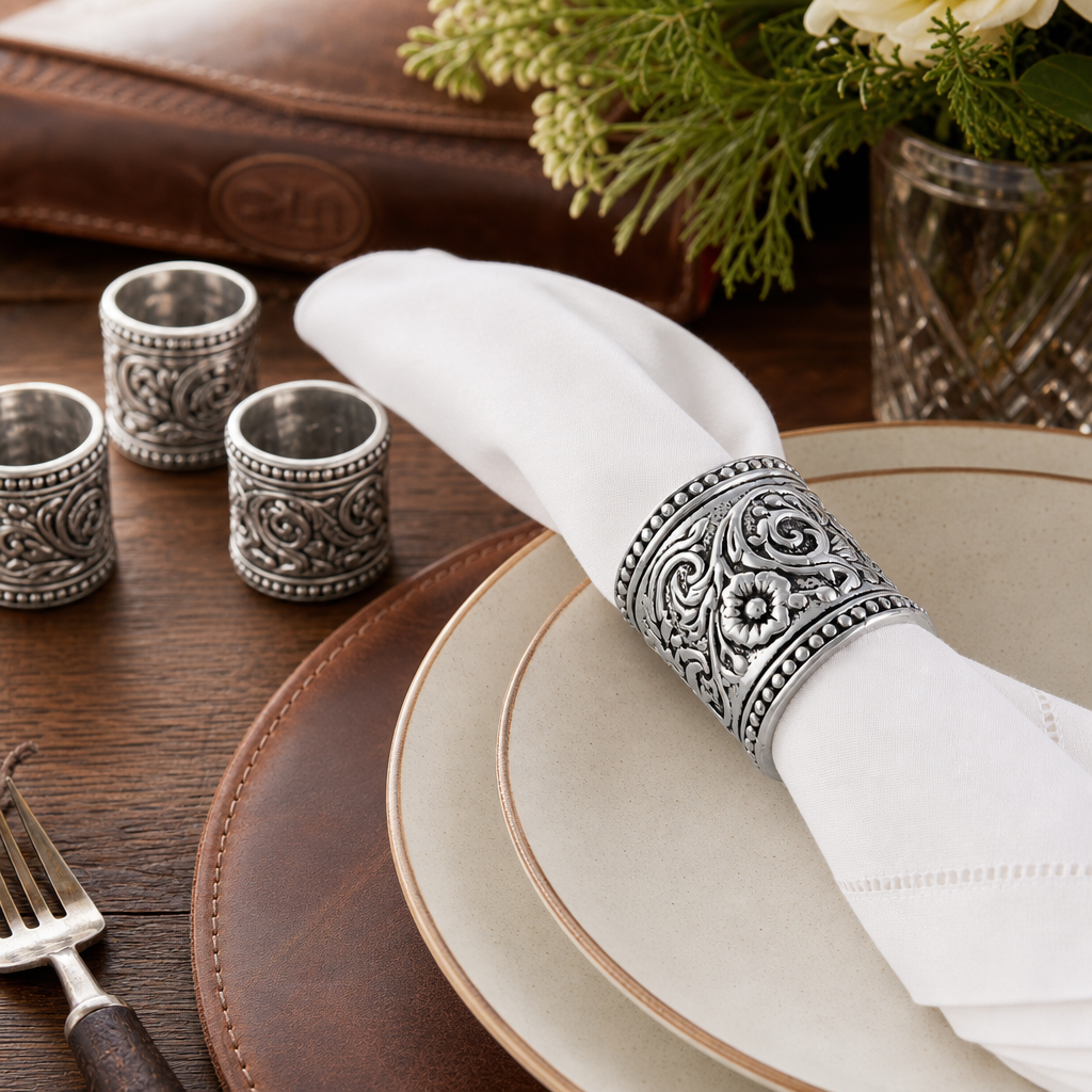 Concho Pattern Napkin Rings Set of 4