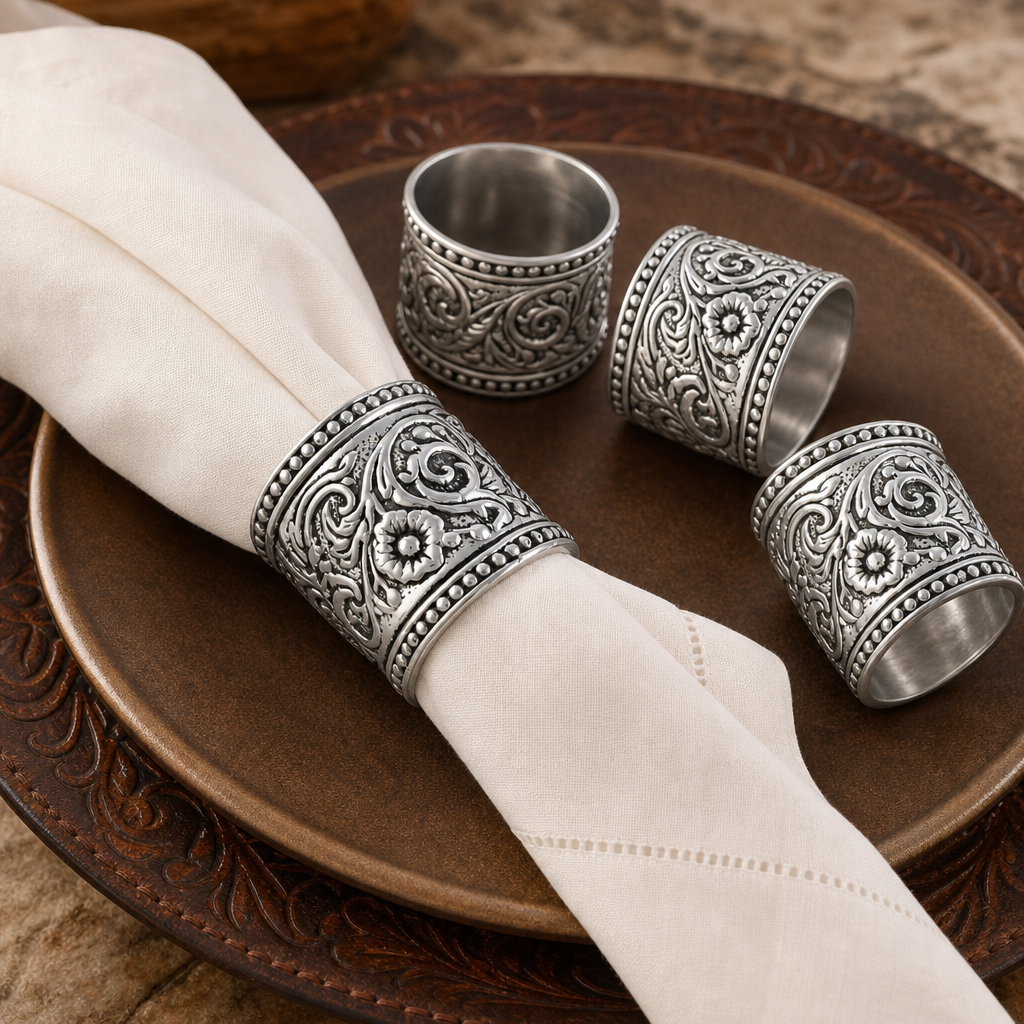 Concho Pattern Napkin Rings Set of 4