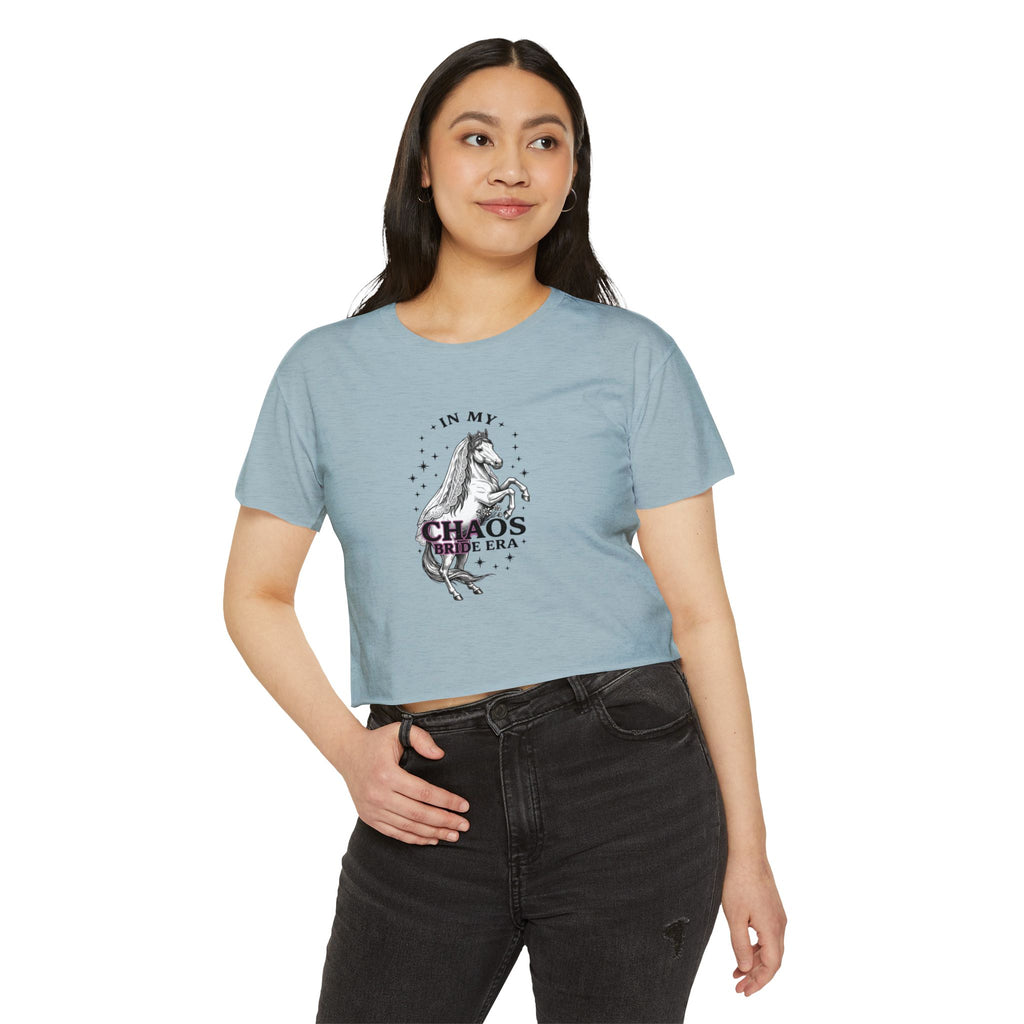 Festival Crop Top — “In My Chaos Era” Prancing Unicorn Graphic
