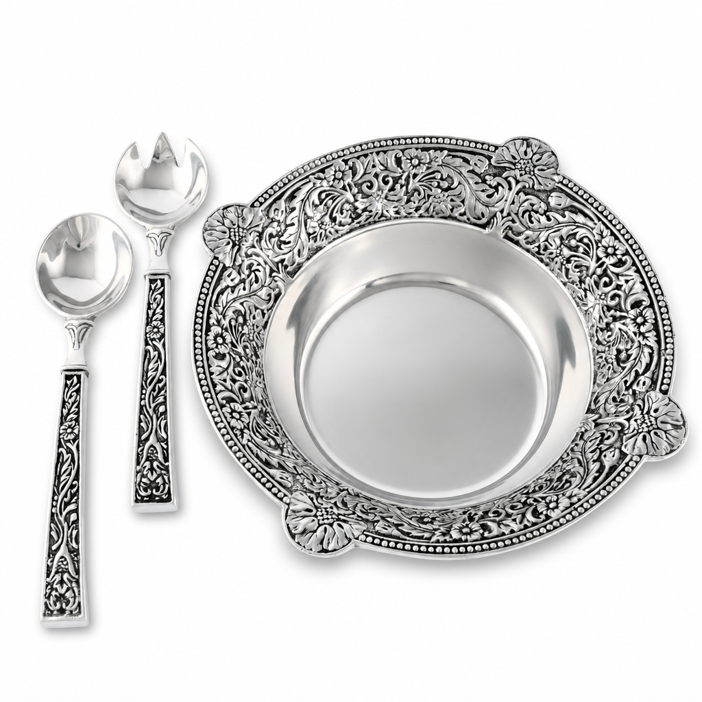 Concho Pattern Salad Bowl with Serving Set