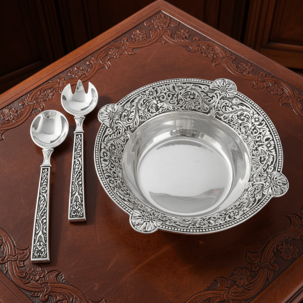 Concho Pattern Salad Bowl with Serving Set
