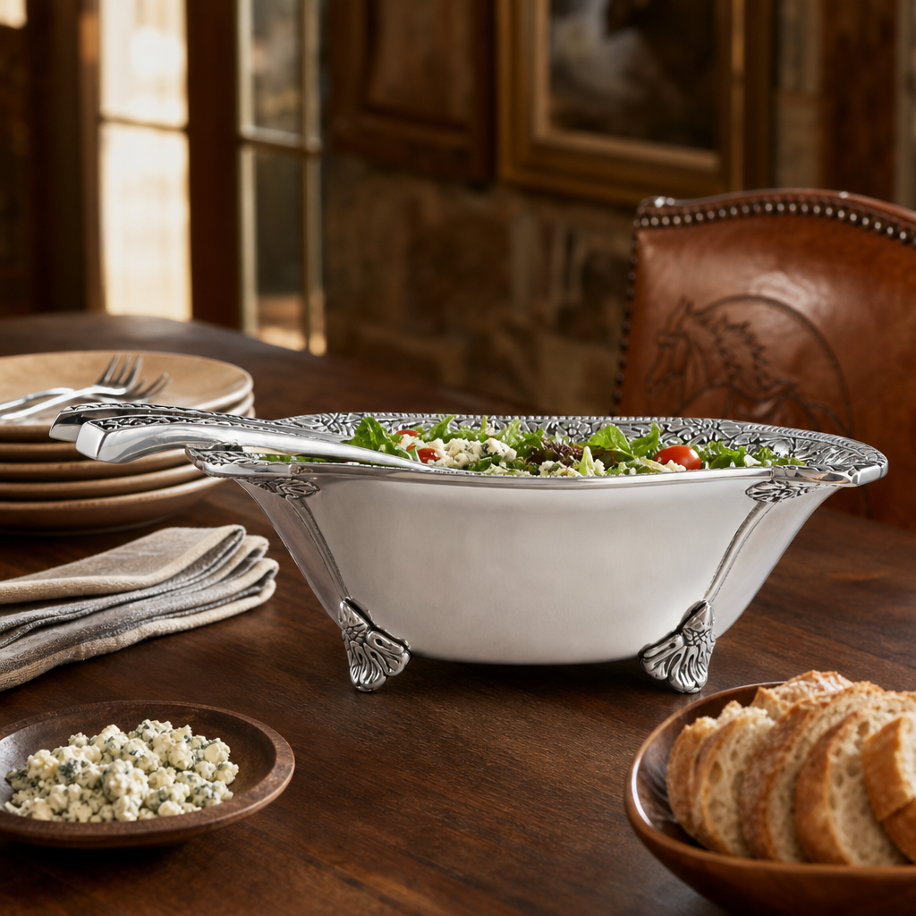 Concho Pattern Salad Bowl with Serving Set