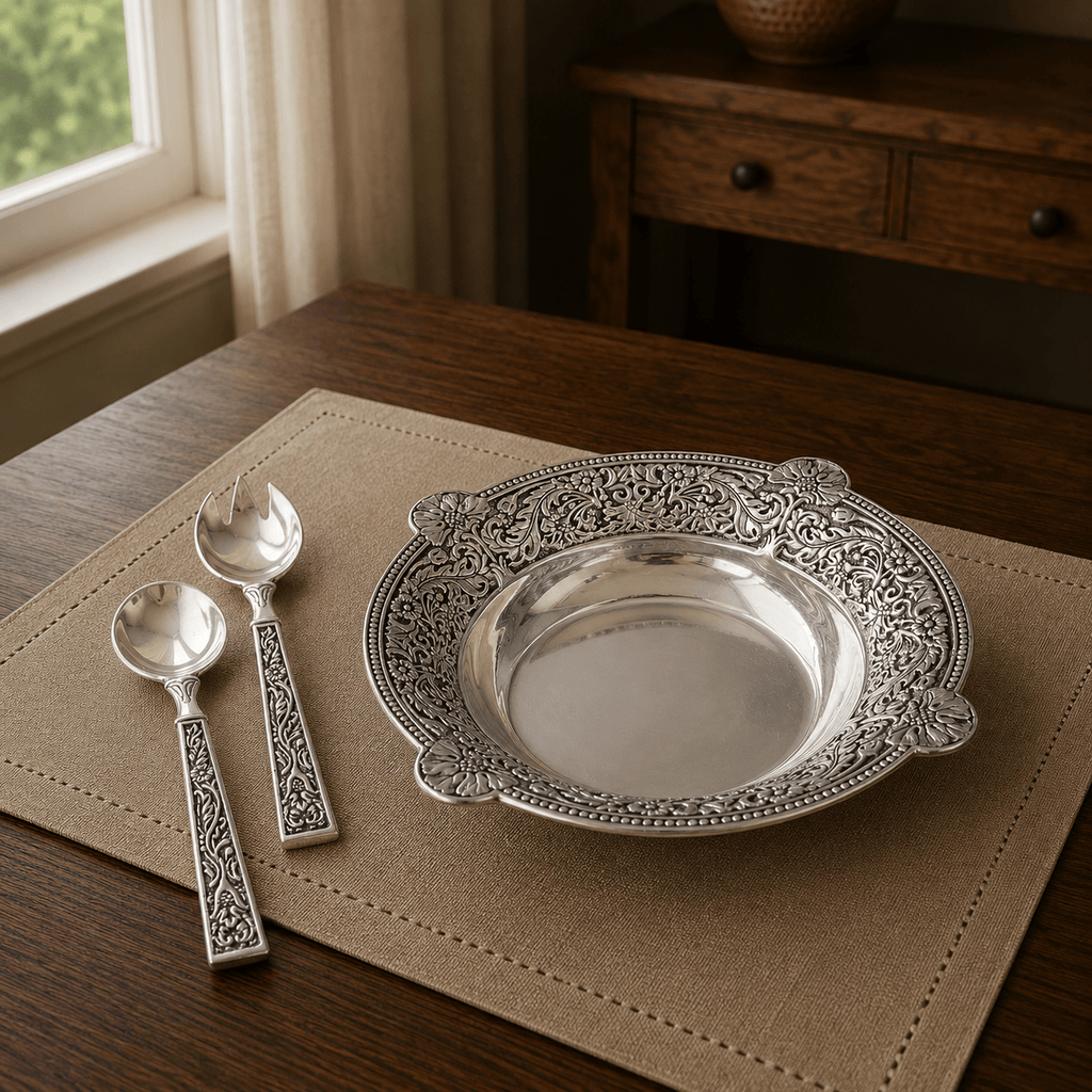Concho Pattern Salad Bowl with Serving Set