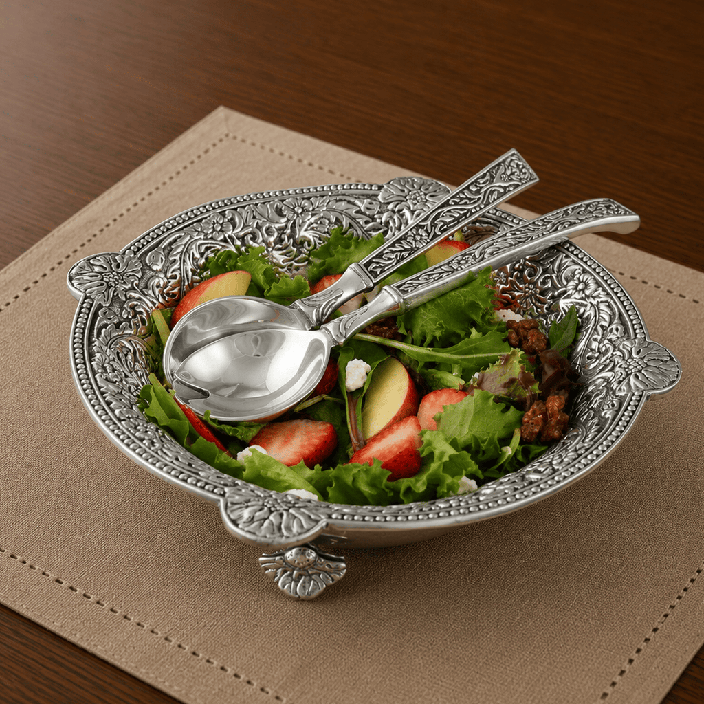 Concho Pattern Salad Bowl with Serving Set