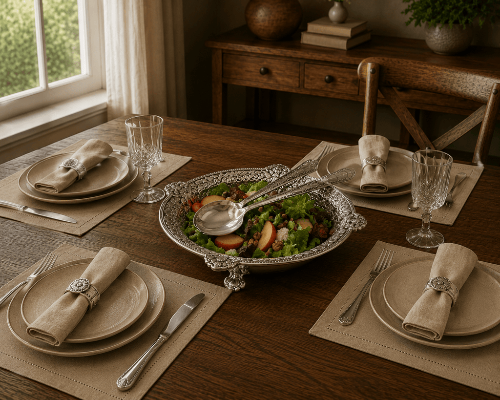 Concho Pattern Salad Bowl with Serving Set