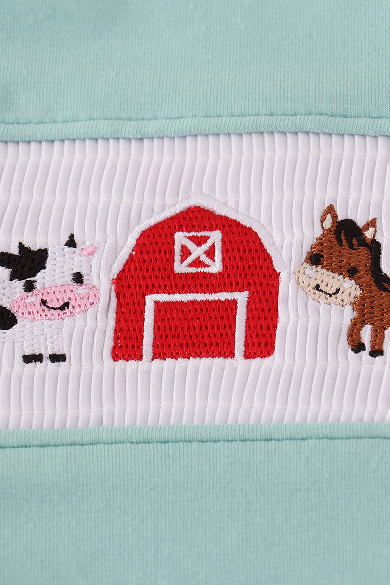 Red Farm Smocked Pants Set For Toddlers With Soft Fabric
