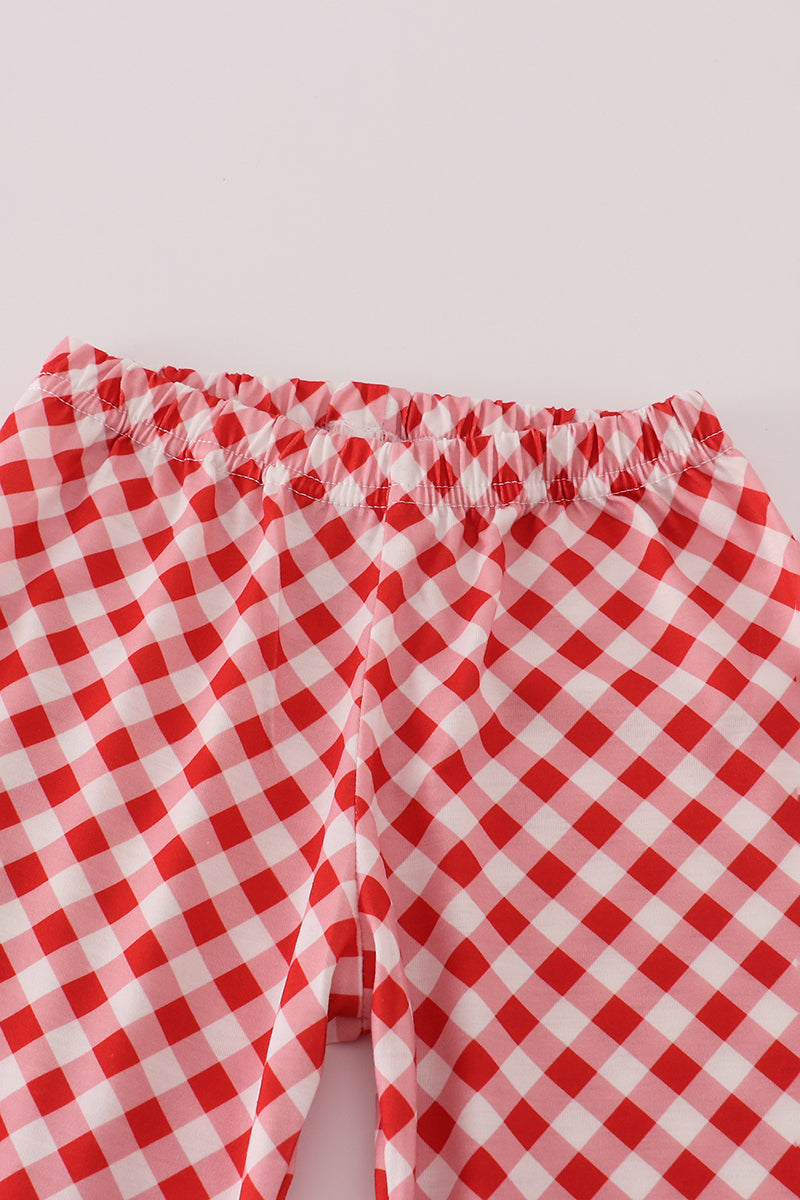 Red Farm Smocked Pants Set For Toddlers With Soft Fabric
