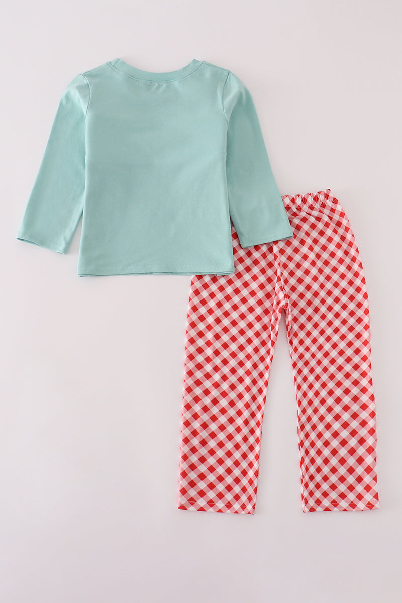 Red Farm Smocked Pants Set For Toddlers With Soft Fabric