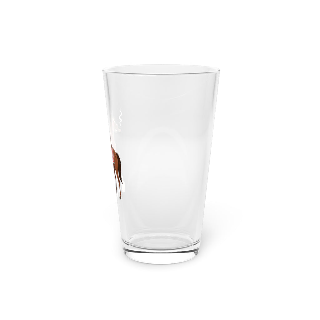 Racing Horse Pint Glass — Funny Smoking Jockey Horse 16oz Beer Glass