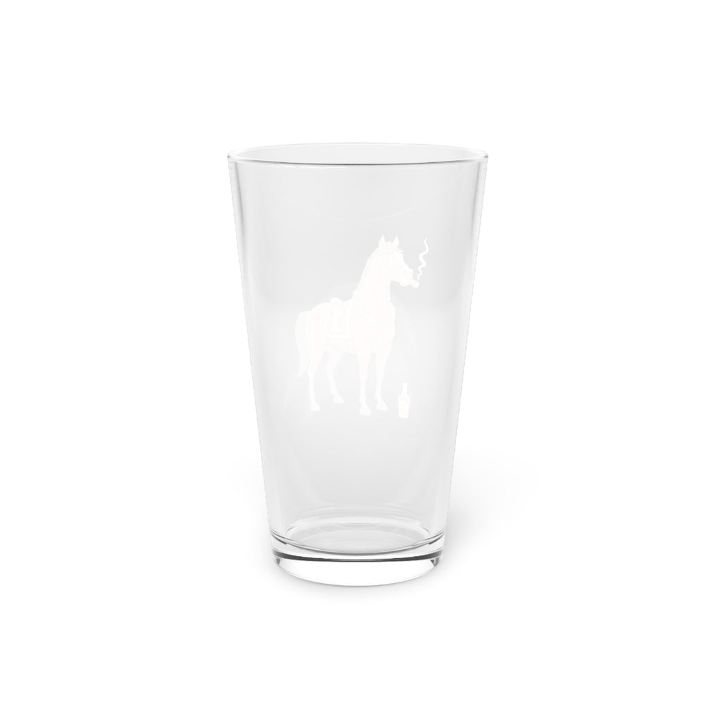 Racing Horse Pint Glass — Funny Smoking Jockey Horse 16oz Beer Glass