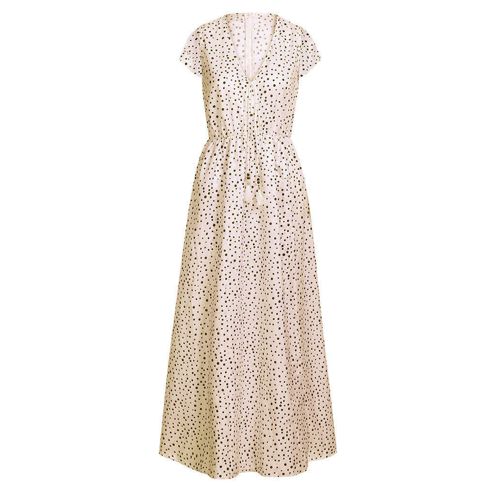 Sunset Dreams Polka Dot Boho Dress Casual Daywear Model 01