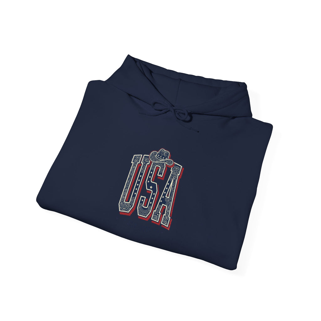 Vintage USA Typography Hoodie | 4th of July Patriotic Americana