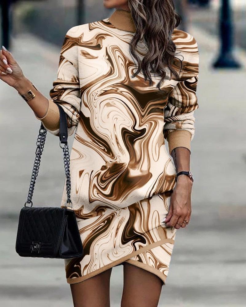 Wild West Chic Cowgirl Dress Long Sleeve High Neck Irregular