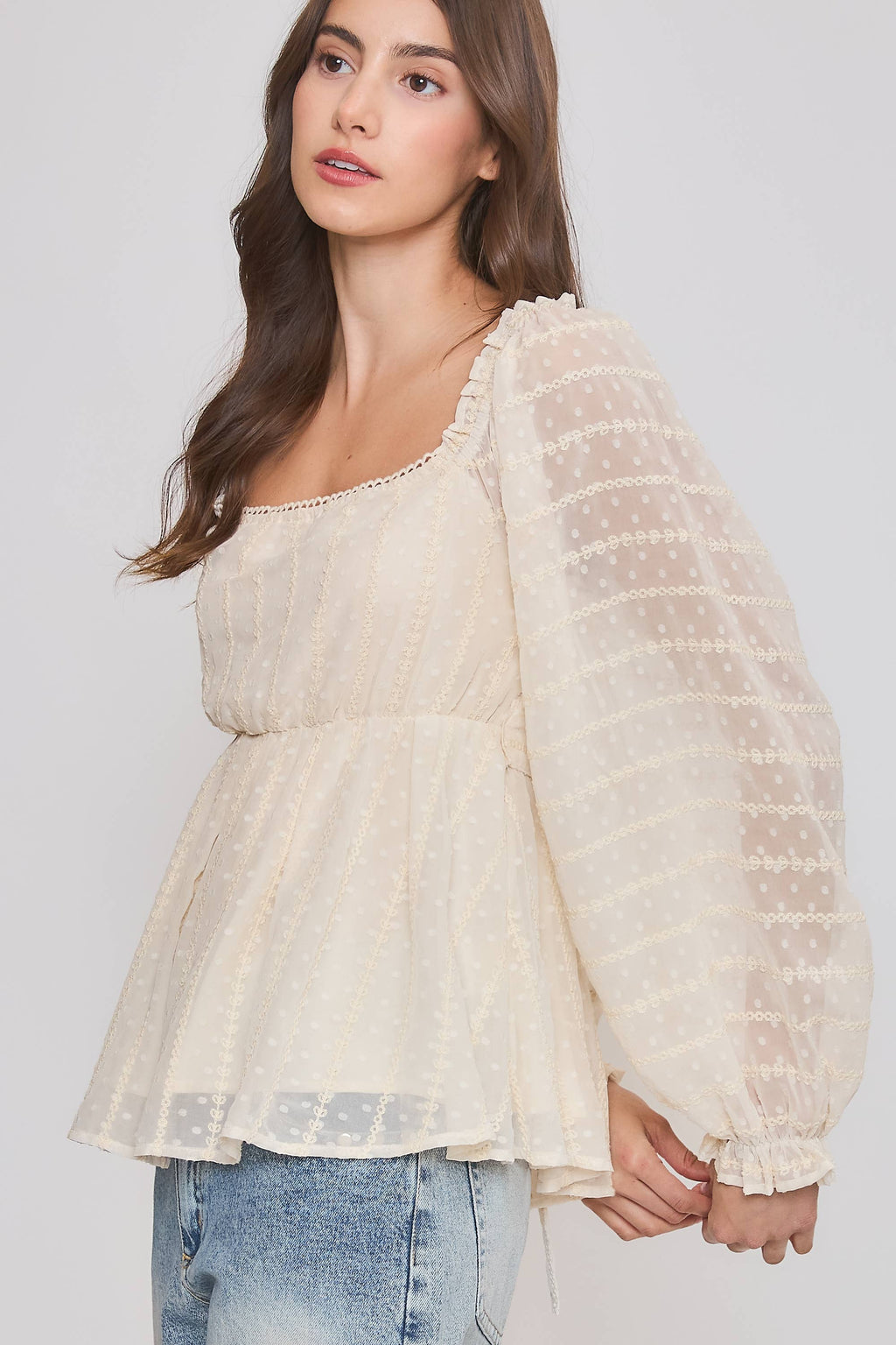 Long-Sleeve Belted Blouse