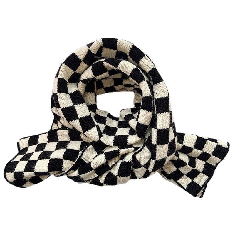 Cowgirl Chic Checkerboard Knitted Scarf CC-CKS-01 Black and White