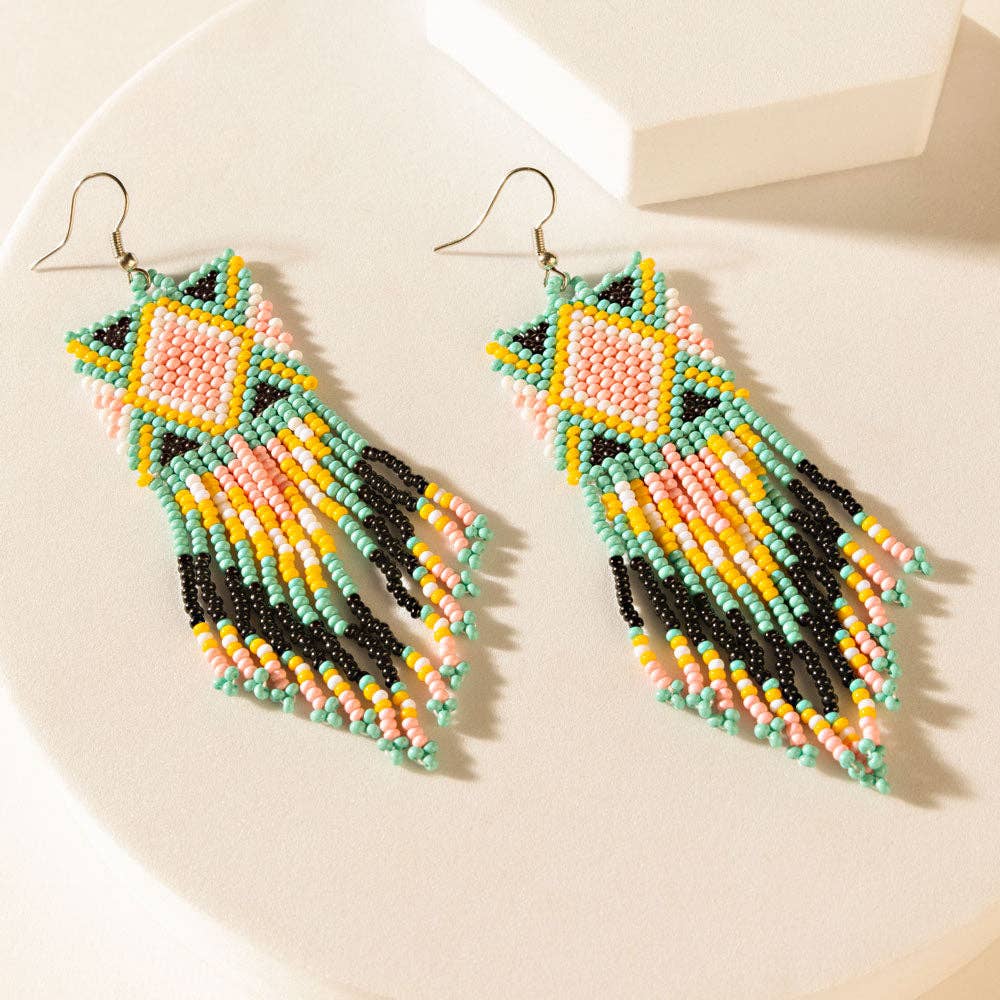 Rodeo Pop Beaded Earrings in Sunny Teal