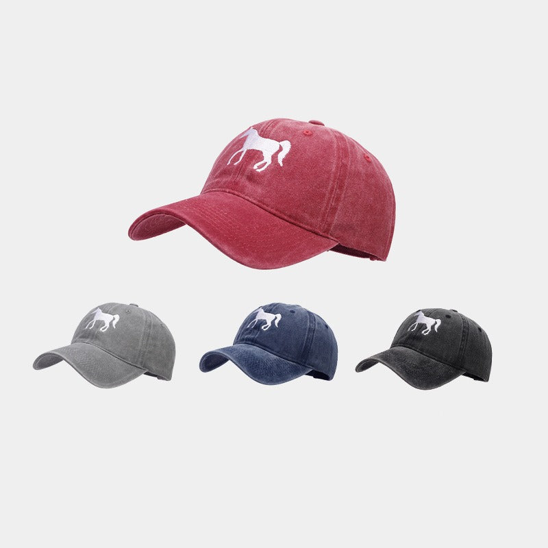 Horsing Around Distressed Cowgirl Baseball Cap Adjustable Embroidered Horse