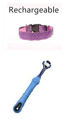 LED Dog Collar Safety Adjustable Nylon Leopard Print Rechargeable