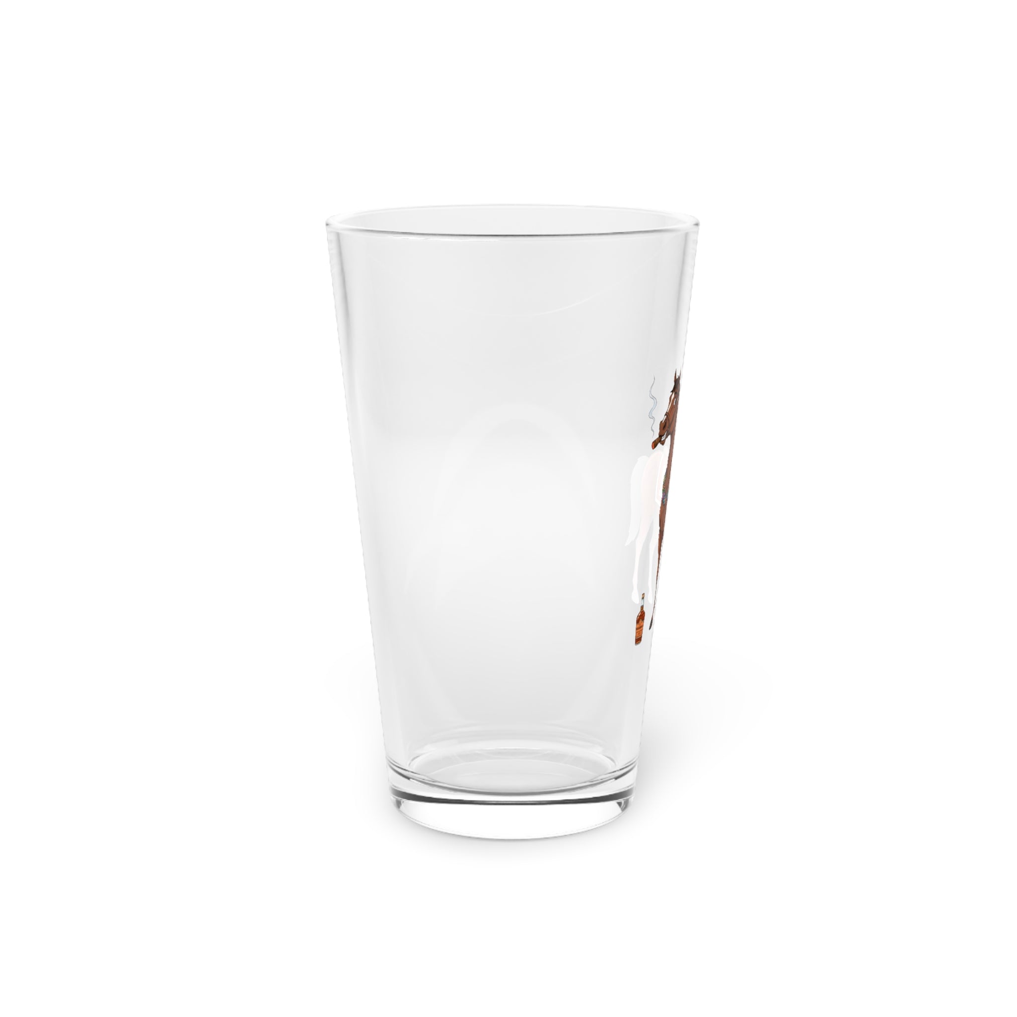 Racing Horse Pint Glass — Funny Smoking Jockey Horse 16oz Beer Glass