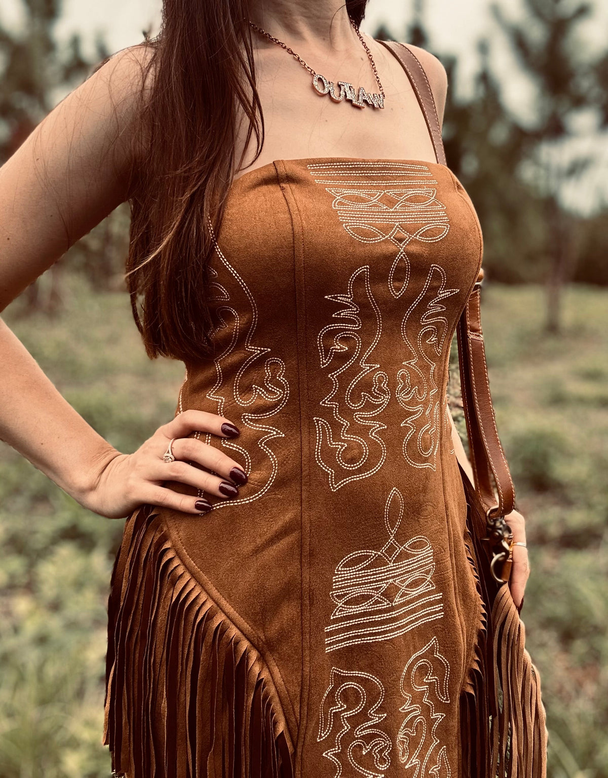 Camel Dusk Fringe Dress