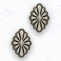Antique Silver Western Concho Stud Earrings: Silver