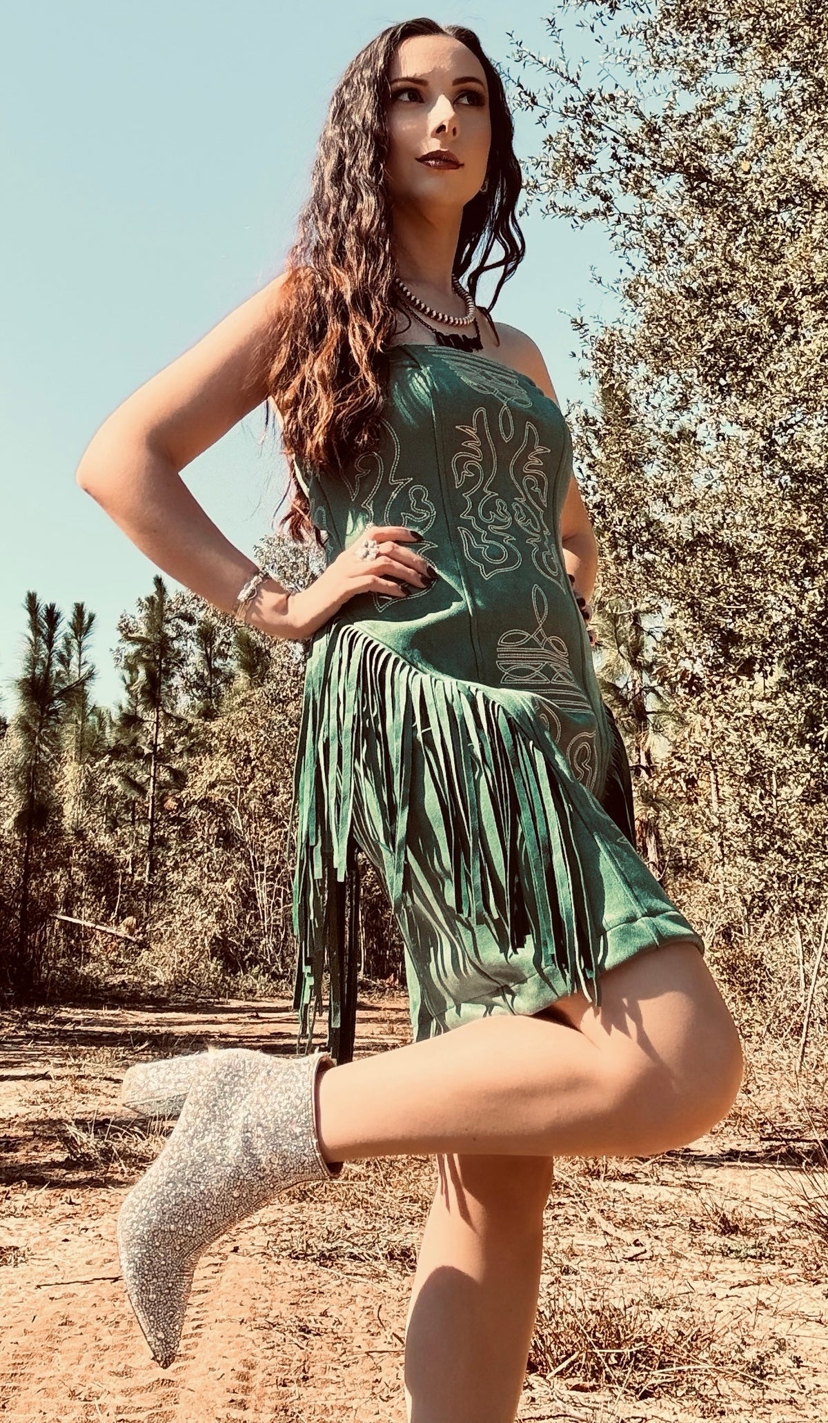 Emerald Canyon Fringe Dress