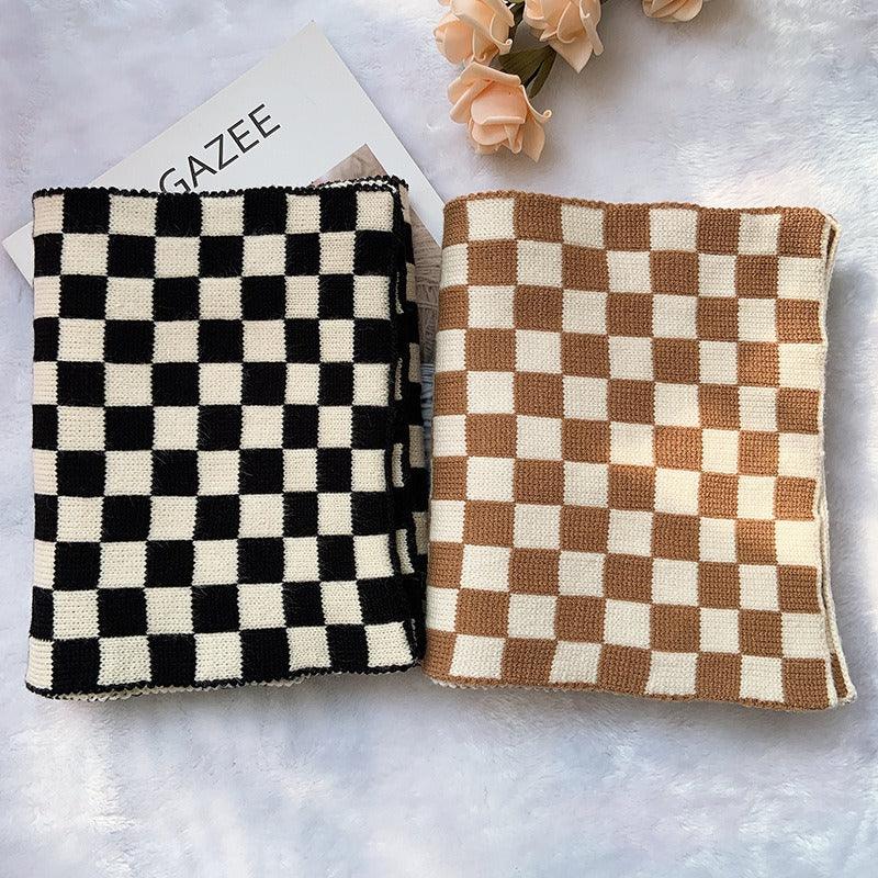 Cowgirl Chic Checkerboard Knitted Scarf CC-CKS-01 Black and White