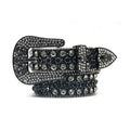Black Skull With Black & Crystal Rhinestone Belt